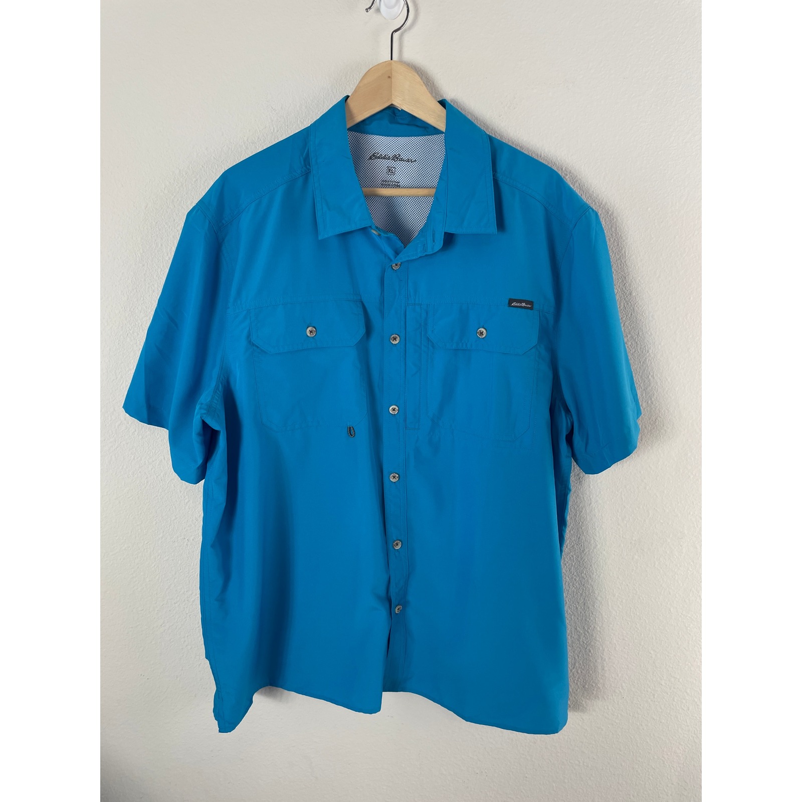 Eddie Bauer Mens Xl Blue Danube Short Sleeve Button Down Shirt Eb003888